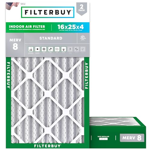 16x25x4 MERV 8 Pleated HVAC Air Filter 2-Pack V81811