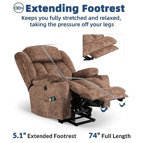 Gray Fabric Power Lift Recliner Chair with Massage and Heat J204