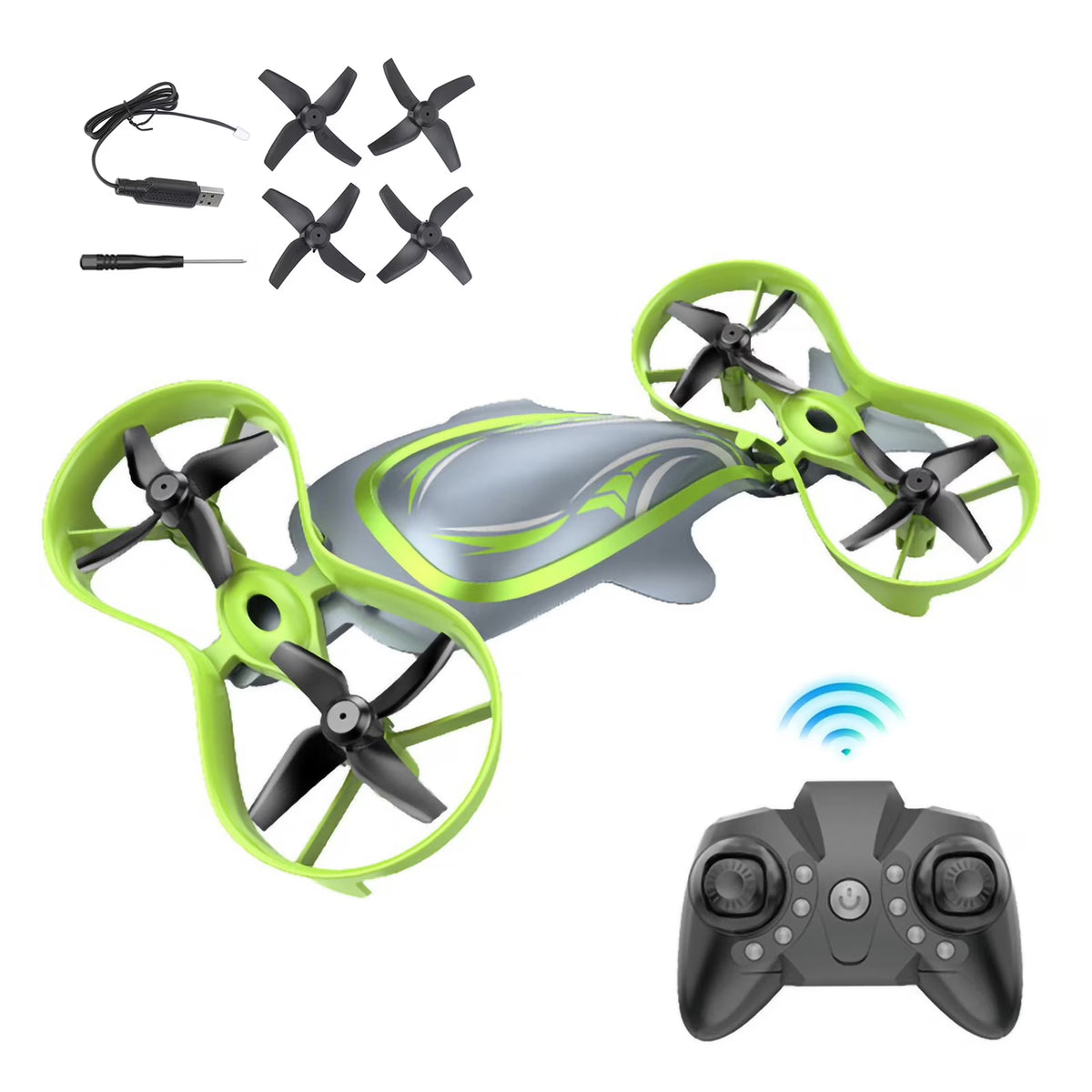 Mini 3 in 1 Remote Control Drone, 360 Degrees Flip, Green V490162