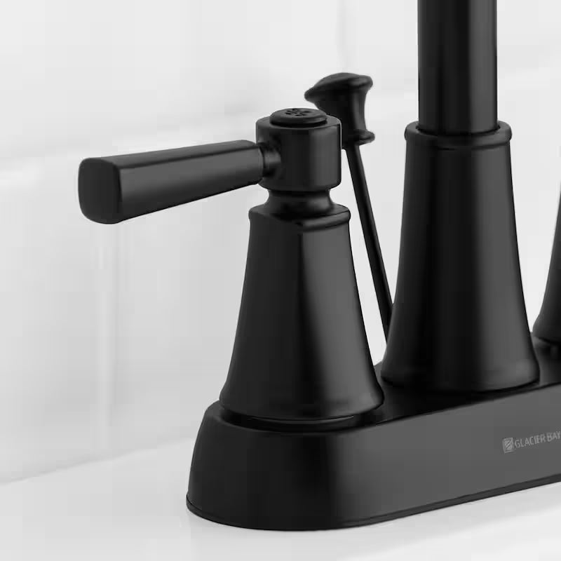 4 in. Centerset Double Handle High-Arc Bathroom Faucet in Matte Black E317