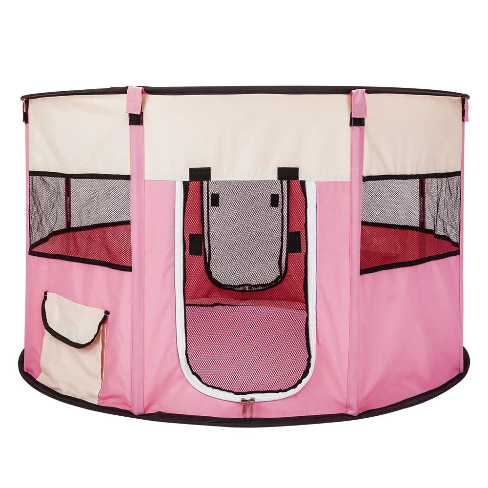 Pink 8 Panel Pet Playpen with Carry Bag L966
