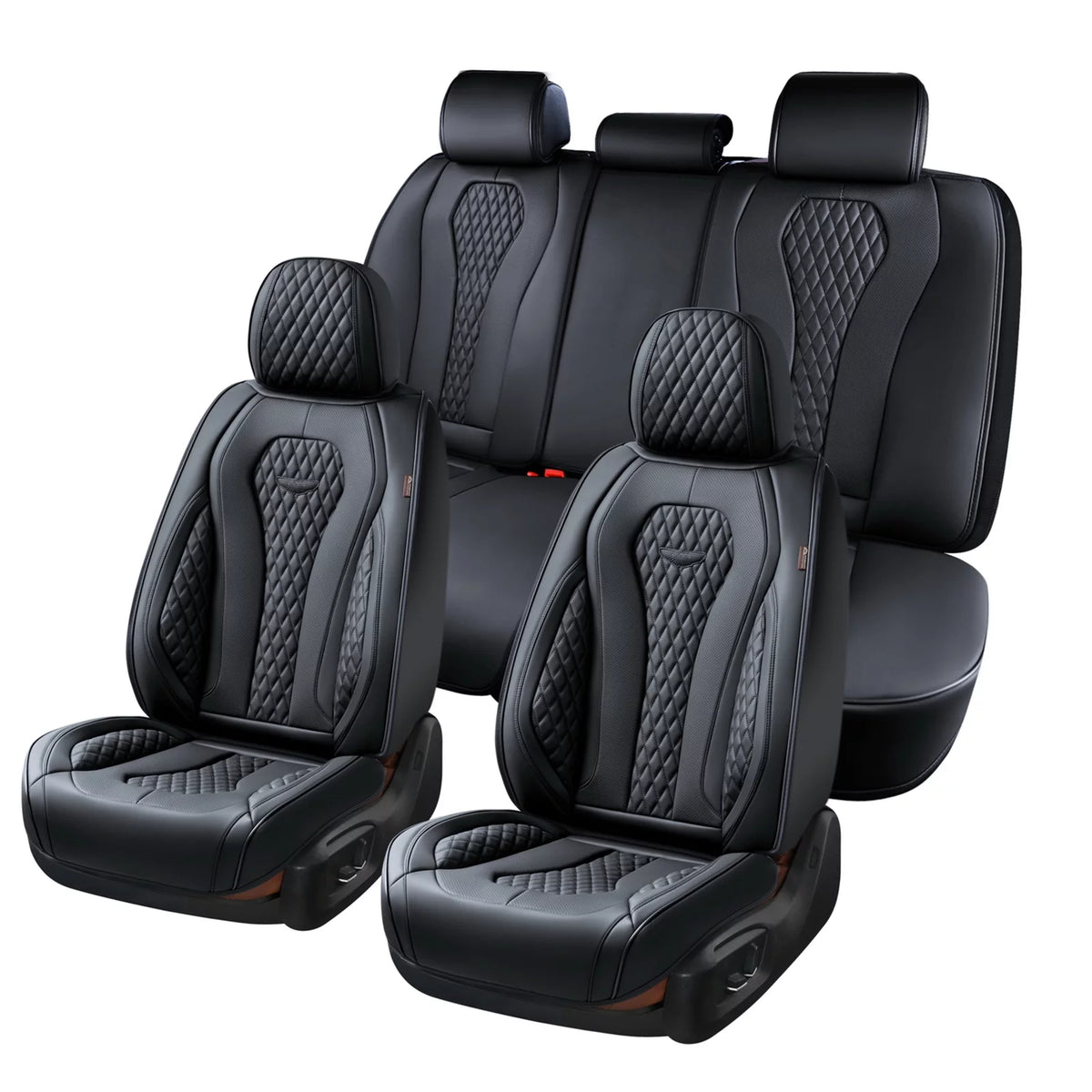 Black Leatherette 5 Seats Car Seat Covers Full Set Q54883
