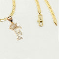 14K Bonded Gold Cuban Chain Necklace with Initial Letters Charm T2407