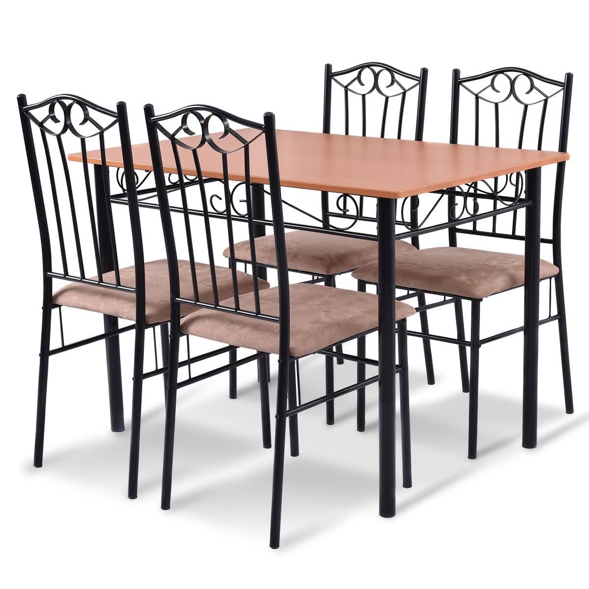5 PC Dining Table and 4 Chairs Wood Metal T458851