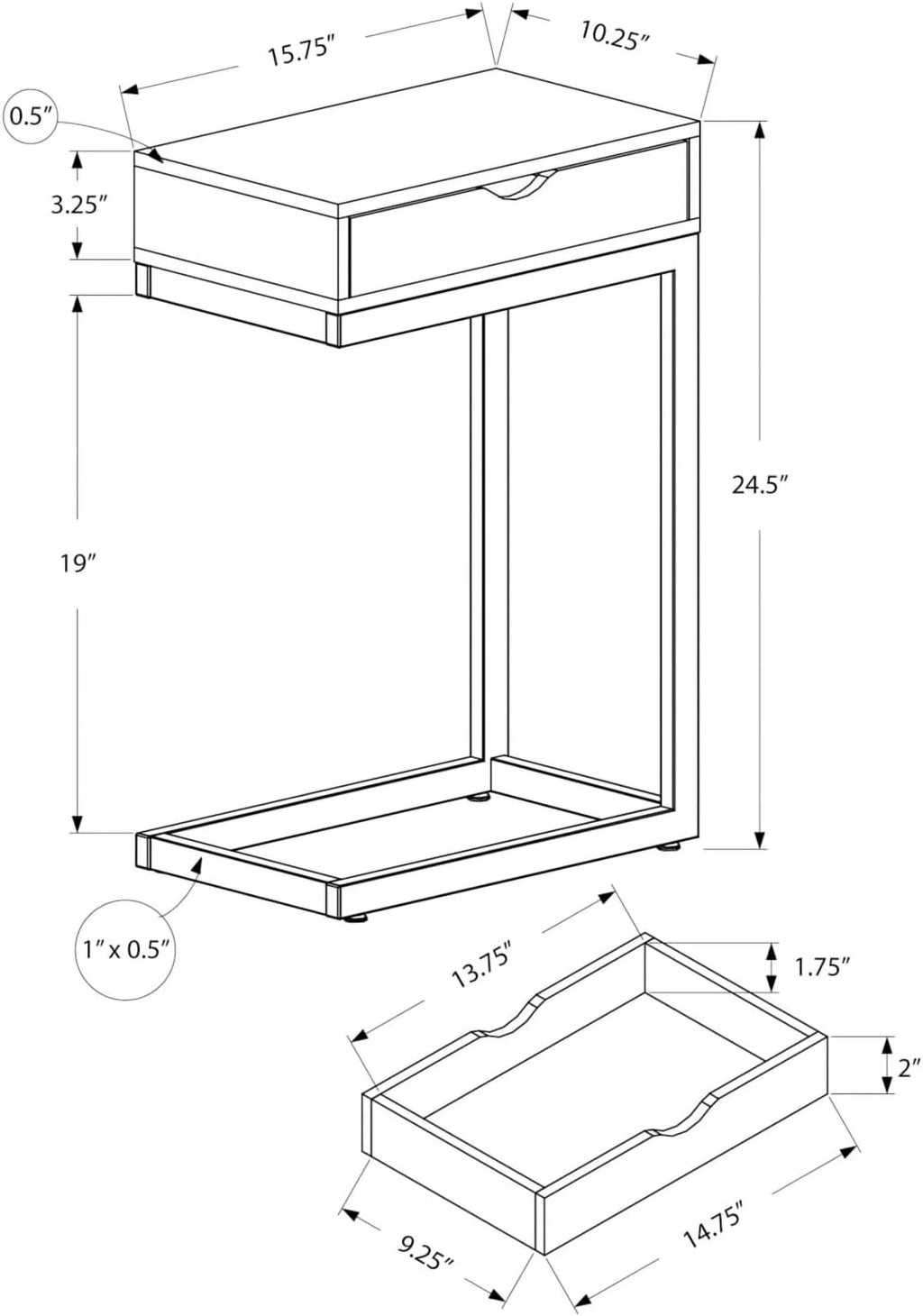 Brown Wood-Look Drawer Accent Table A1601