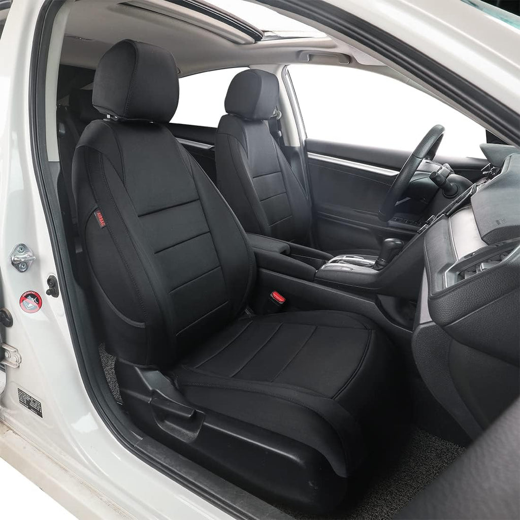 Black with Red Trim Leatherette Car Seat Covers for Honda Civic Sedan M4102