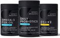 Wild Alaskan Pollock Omega 3 Fish Oil 90 Softgels 1250 mg + Vegan Probiotics 60 Billion CFU + Vitamin D + Vitamin K 60 Softgels C672