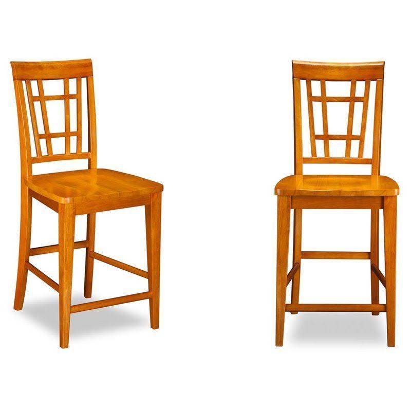 Caramel Latte Pub Chairs Set of 2 with Wood Seat G480172