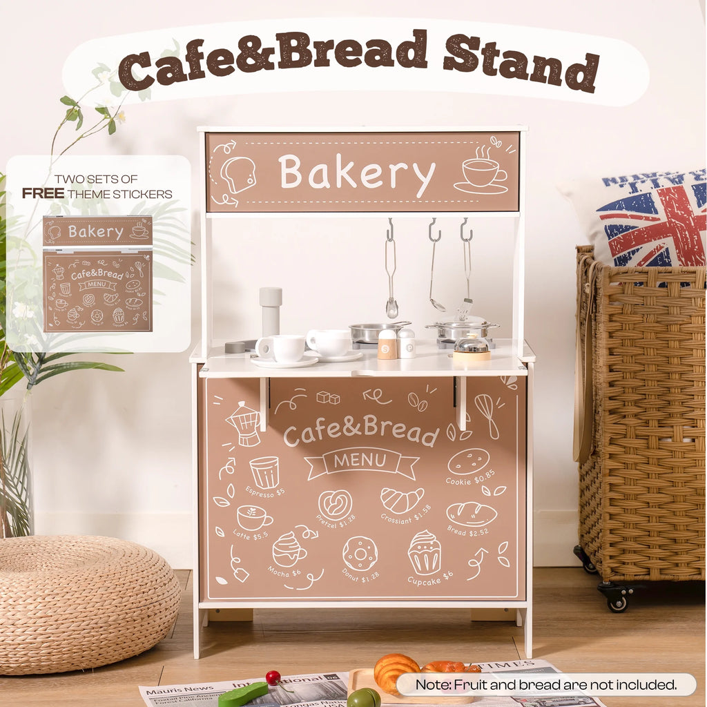 2 in 1 Wooden Play Kitchen Playset with Cookware Accessories N2746