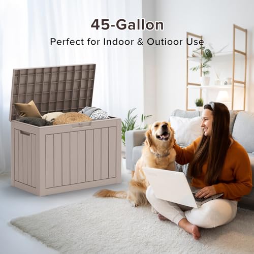 75 Gallon Waterproof Resin Deck Box with Wheels H419