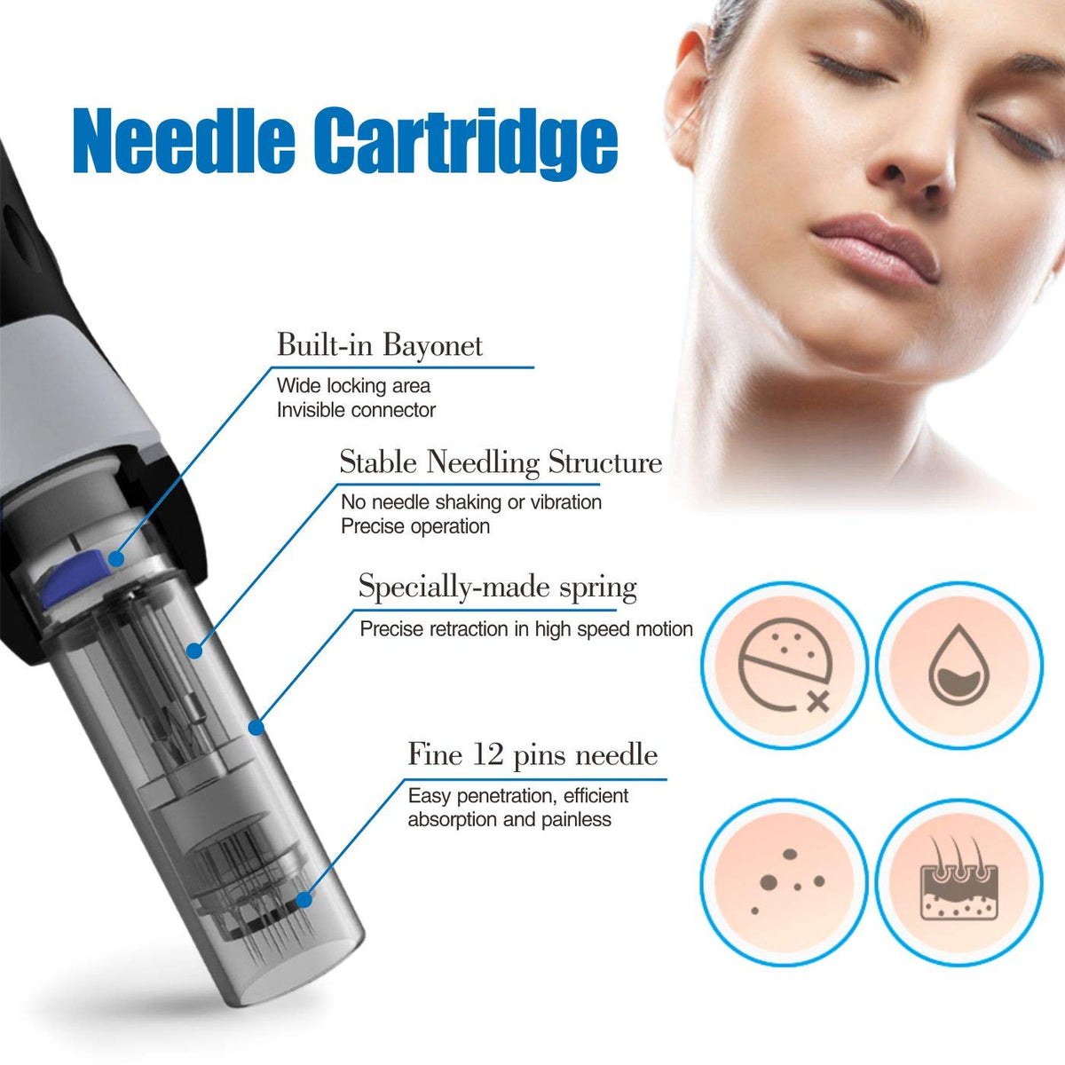 Microneedling Pen with 12-Pin and 36-Pin Replacement Cartridges V451