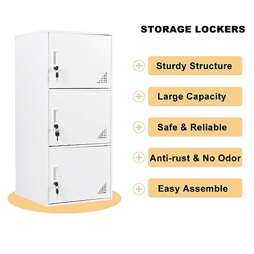 3 Door White Metal Storage Cabinet O29233