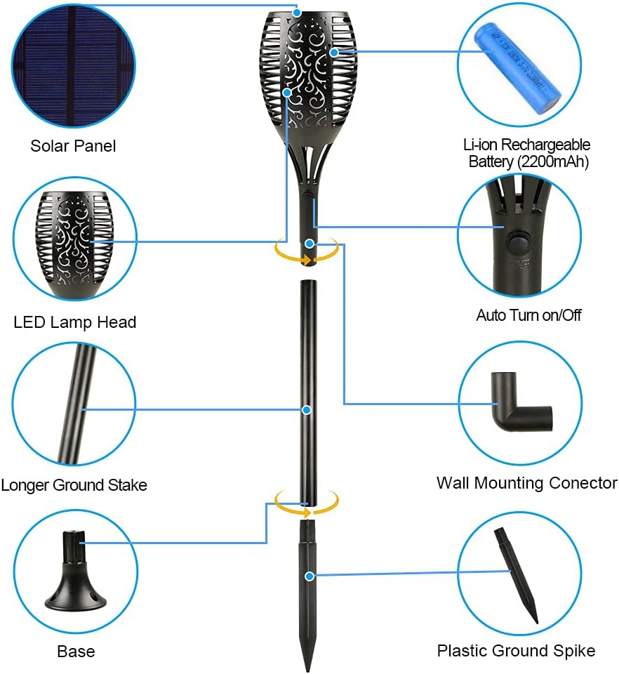 96 LED Waterproof Solar Tiki Torches 4 Pack W53419