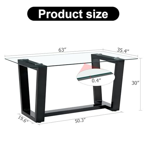 Glass Dining Table Set for 6 with Black Bracket Pedestal U411