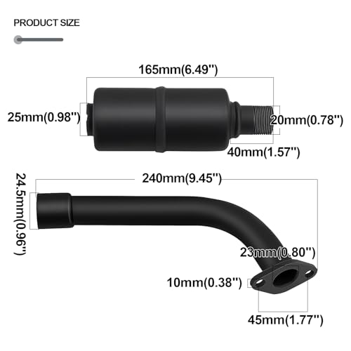 Racing Carburetor Exhaust Pipe Muffler Kit for 212cc Go Kart Mini Bikes with Air Filter Heat Shield Tape (Red) S173132