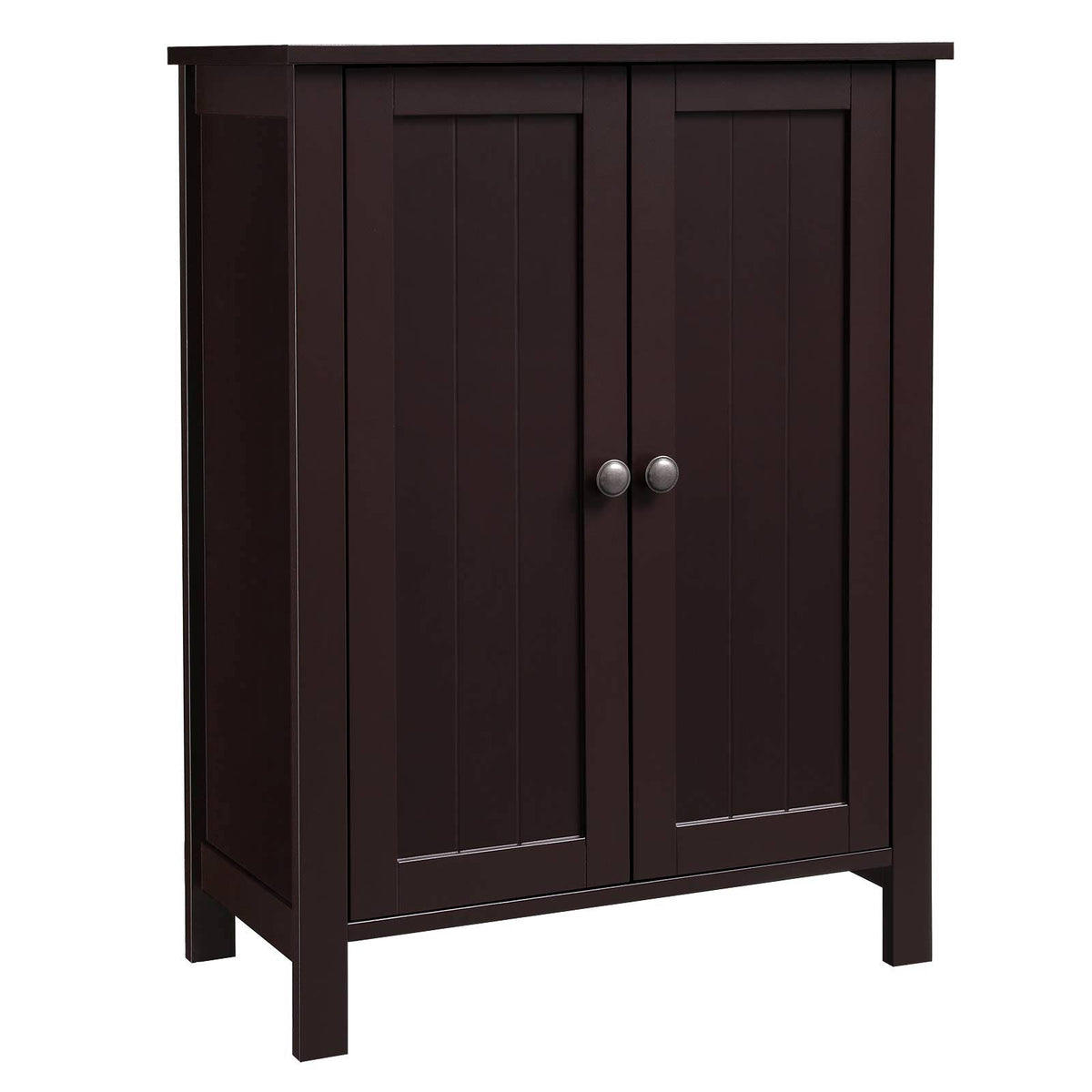 Brown Bathroom Floor Storage Cabinet with Double Door Adjustable Shelf Z9814