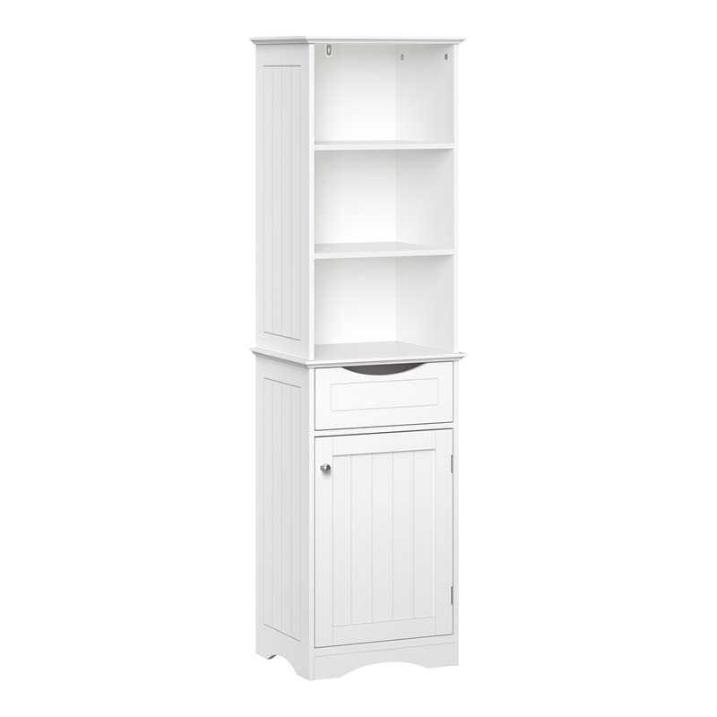 Gray Ashland Bathroom Freestanding Storage Cabinet with Three Open Shelves and Drawer C762643