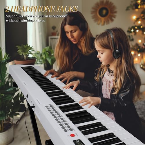 88 Keys Weighted Digital Piano with Stand, Bag, Pedal, Headphones S2650