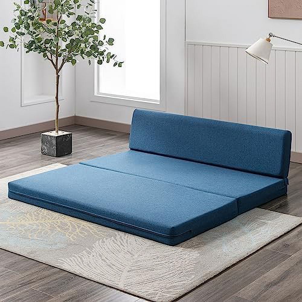 Twin Folding Sofa Bed with Memory Foam Mattress Linen Fabric K1166