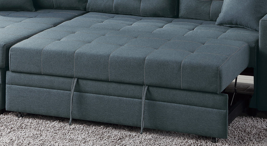 Blue Grey Convertible Sectional Sofa Chaise F55584