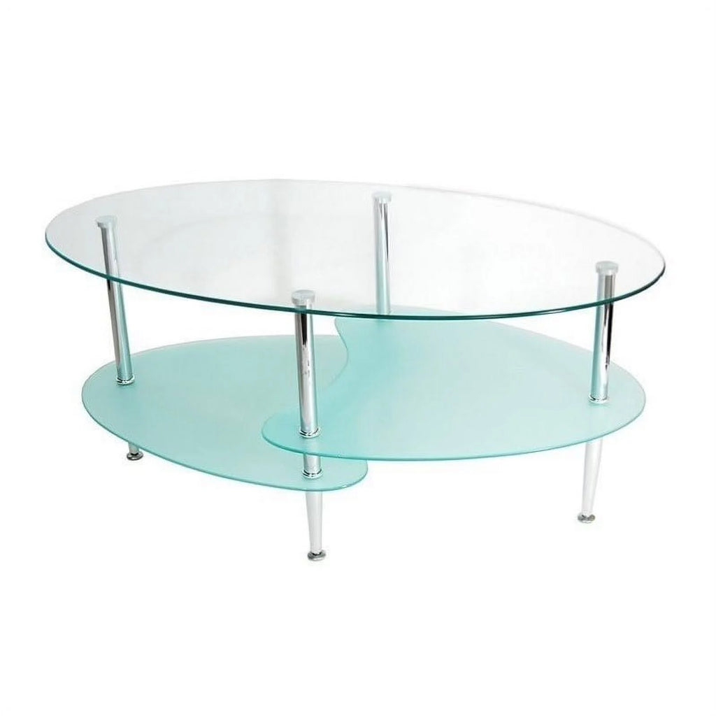 38" Dual Oval Glass Top Coffee Table O935