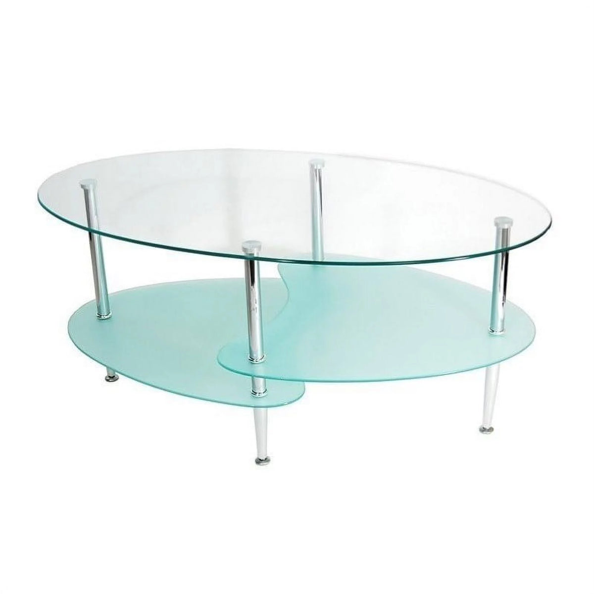 38" Dual Oval Glass Top Coffee Table O935