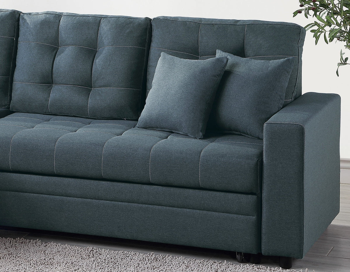 Blue Grey Convertible Sectional Sofa Chaise F55584