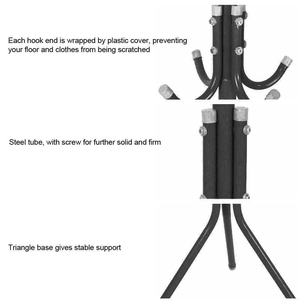 Stainless Steel Coat Rack with 12 Hooks Q623