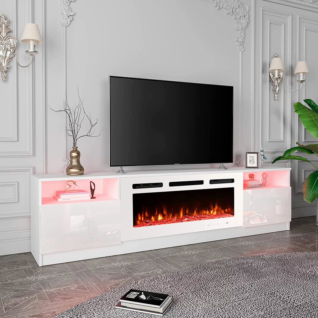 White Fireplace TV Stand with 40'' Electric Fireplace M82253