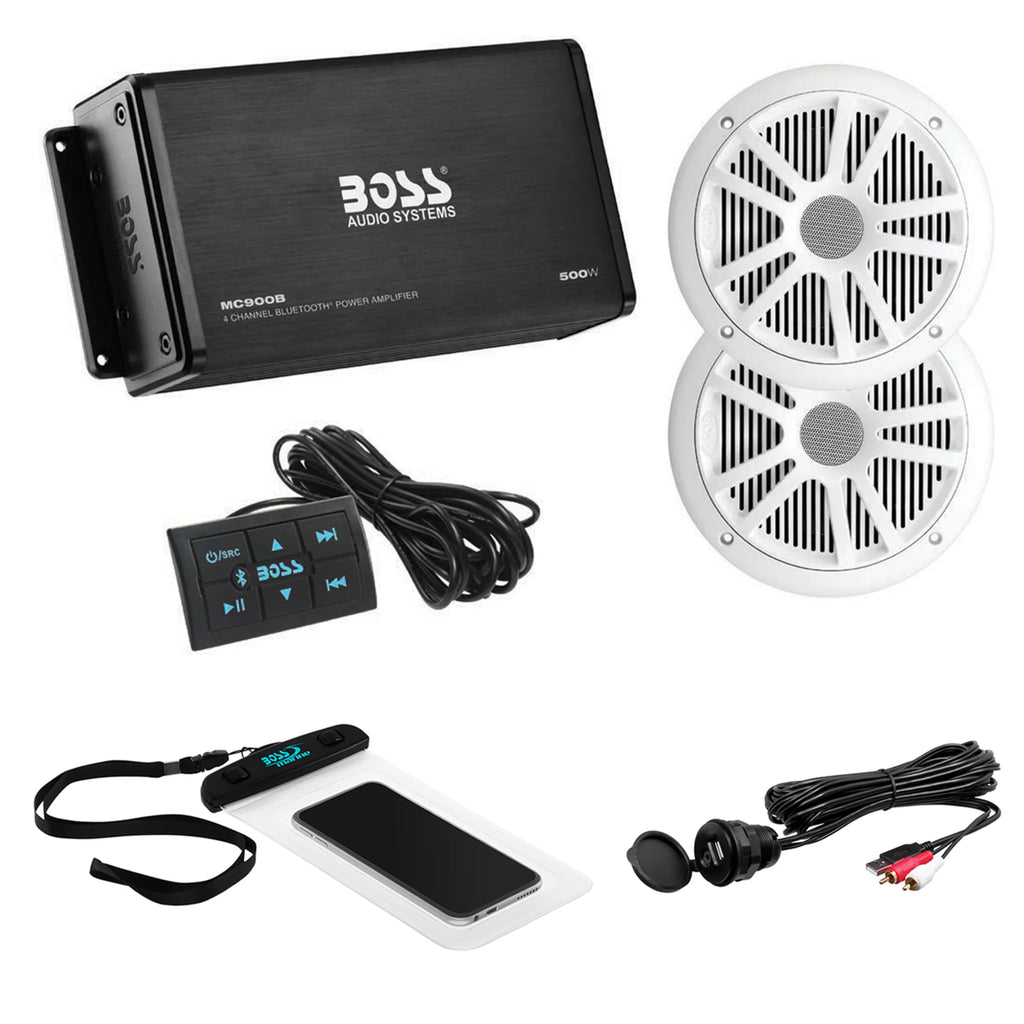 Marine Audio Amplifier with Speakers and USB Cable J10645