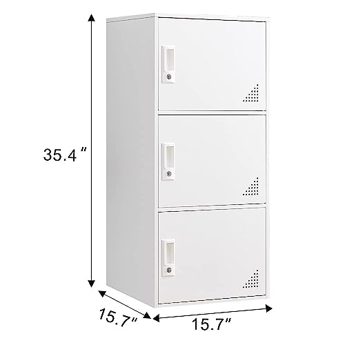 3 Door White Metal Storage Cabinet O29233