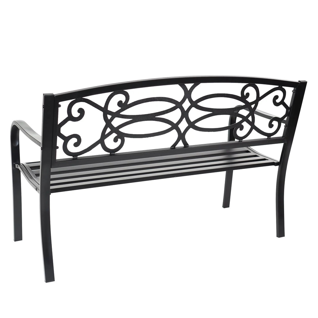 50" Steel Frame Cast Iron Backrest Garden Bench B780