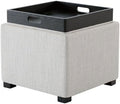 Saddle Brown PU Leather Ottoman Cube with Tray D6817