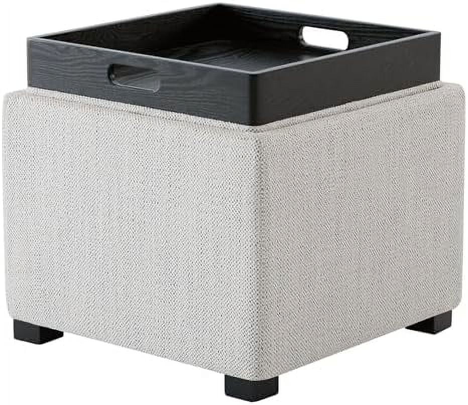 Saddle Brown PU Leather Ottoman Cube with Tray D6817