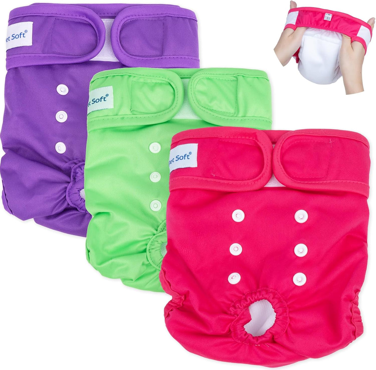 Soft Washable Female Dog Diapers (3 Pack, S) O938