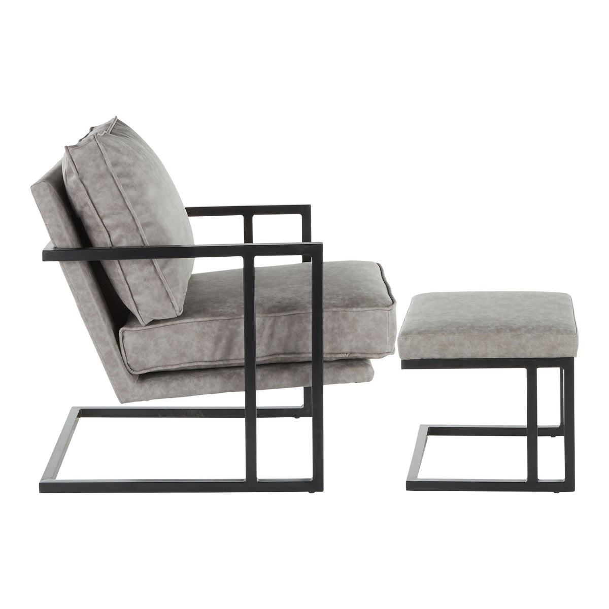 Black/Gray Lounge Chair And Ottoman Set H54026