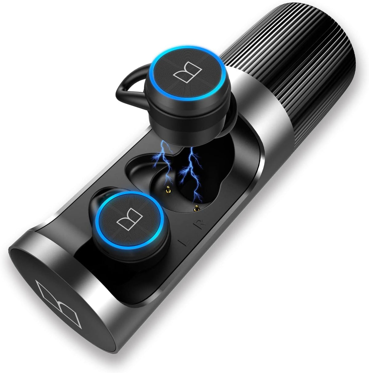 Wireless Earbuds with Rotating Metal Charging Case, 8 Hours Playback, Pack of 2 E565774