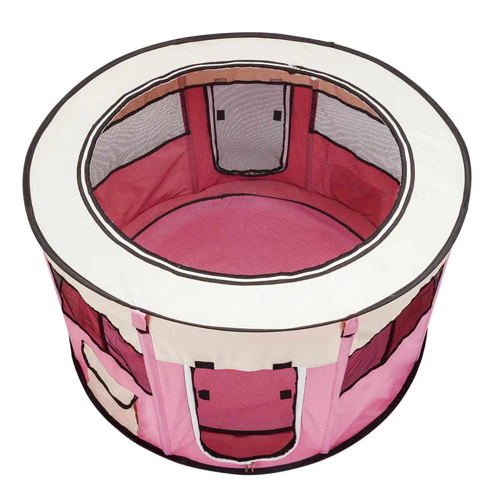 Pink 8 Panel Pet Playpen with Carry Bag L966