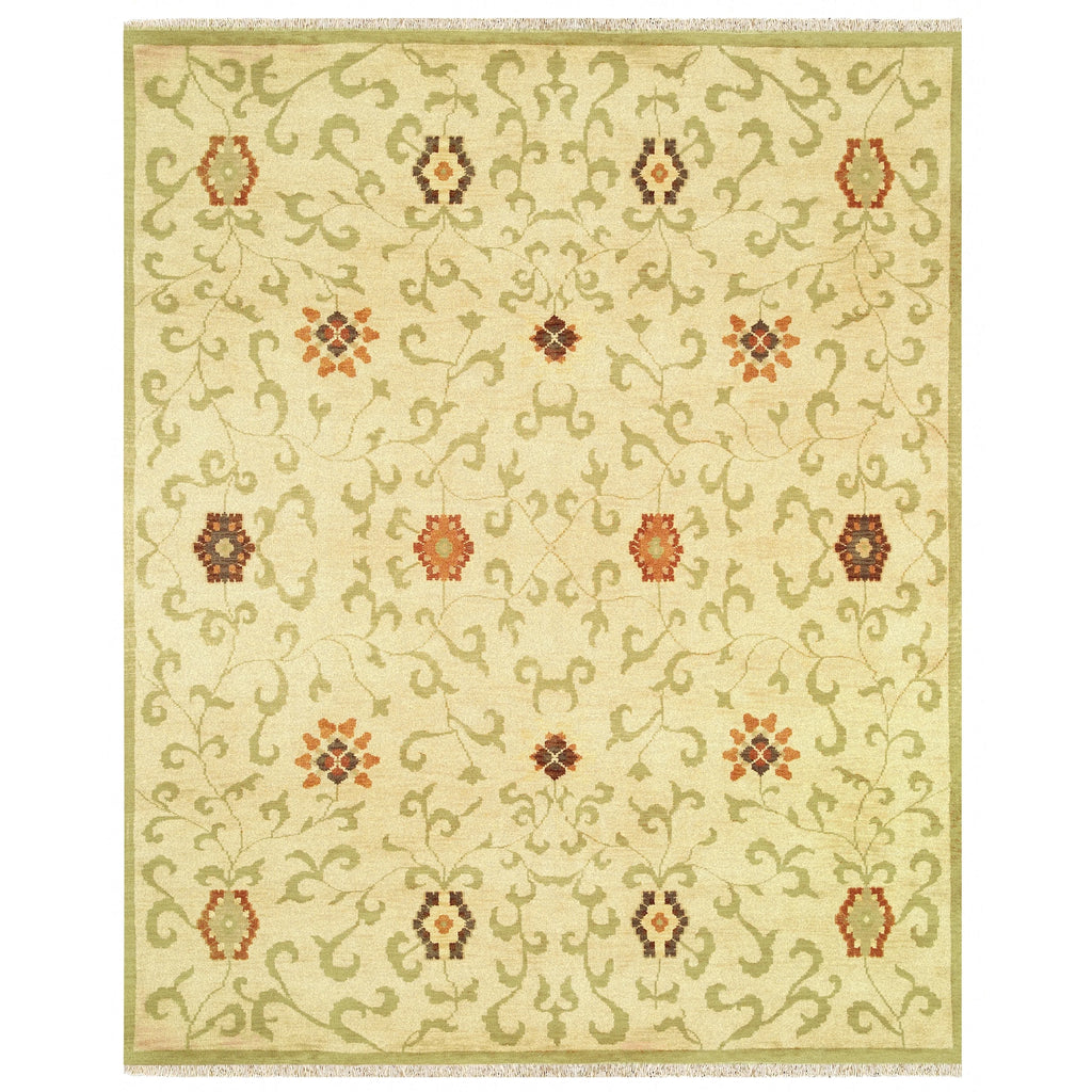 Hand-knotted Wool Rug Beige/Sage 4' x 6' O11667