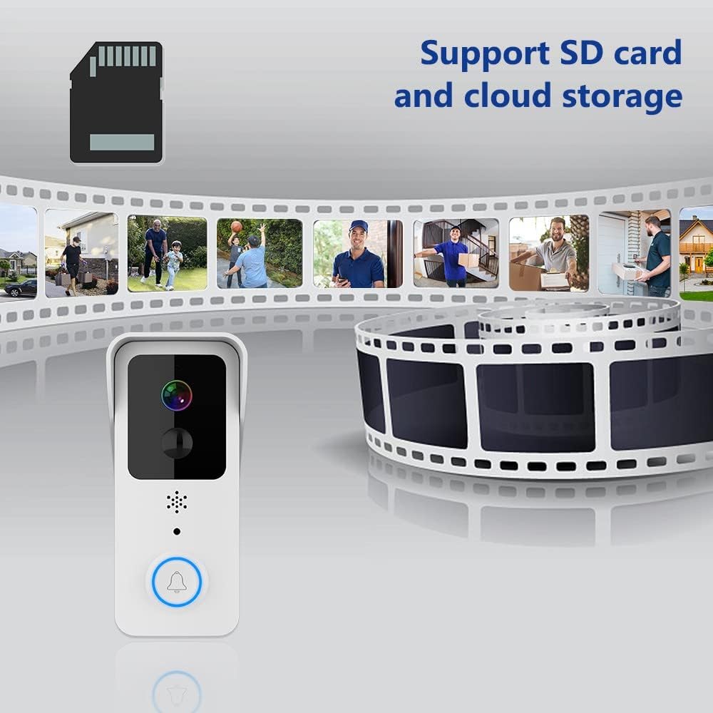 Wireless Video Doorbell Camera 1080p HD, 32GB SD Card, 2.4/5 GHz WiFi, 2-Way Audio, Pack of 2 O99165