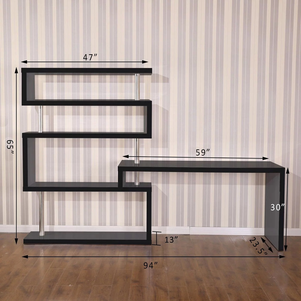 Black Corner Desk and Shelf Combo N411892
