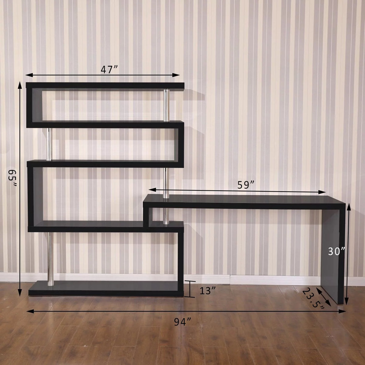 Black Corner Desk and Shelf Combo N411892