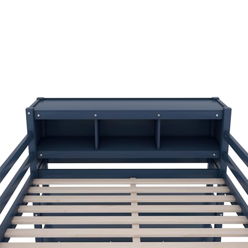Full Size Wood Loft Bed with Desk and Storage K454