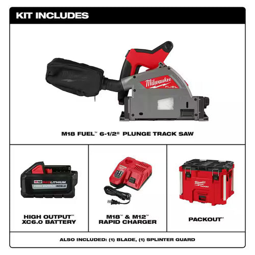 18V Brushless Cordless 6-1/2 in. Plunge Track Saw Kit with 55 in. Guide Rail R14645
