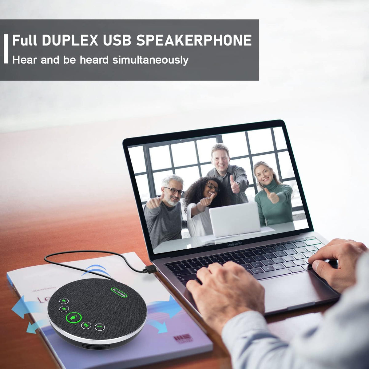 USB Speakerphone Conference Microphone with 4 AI Microphones Noise Cancellation T269