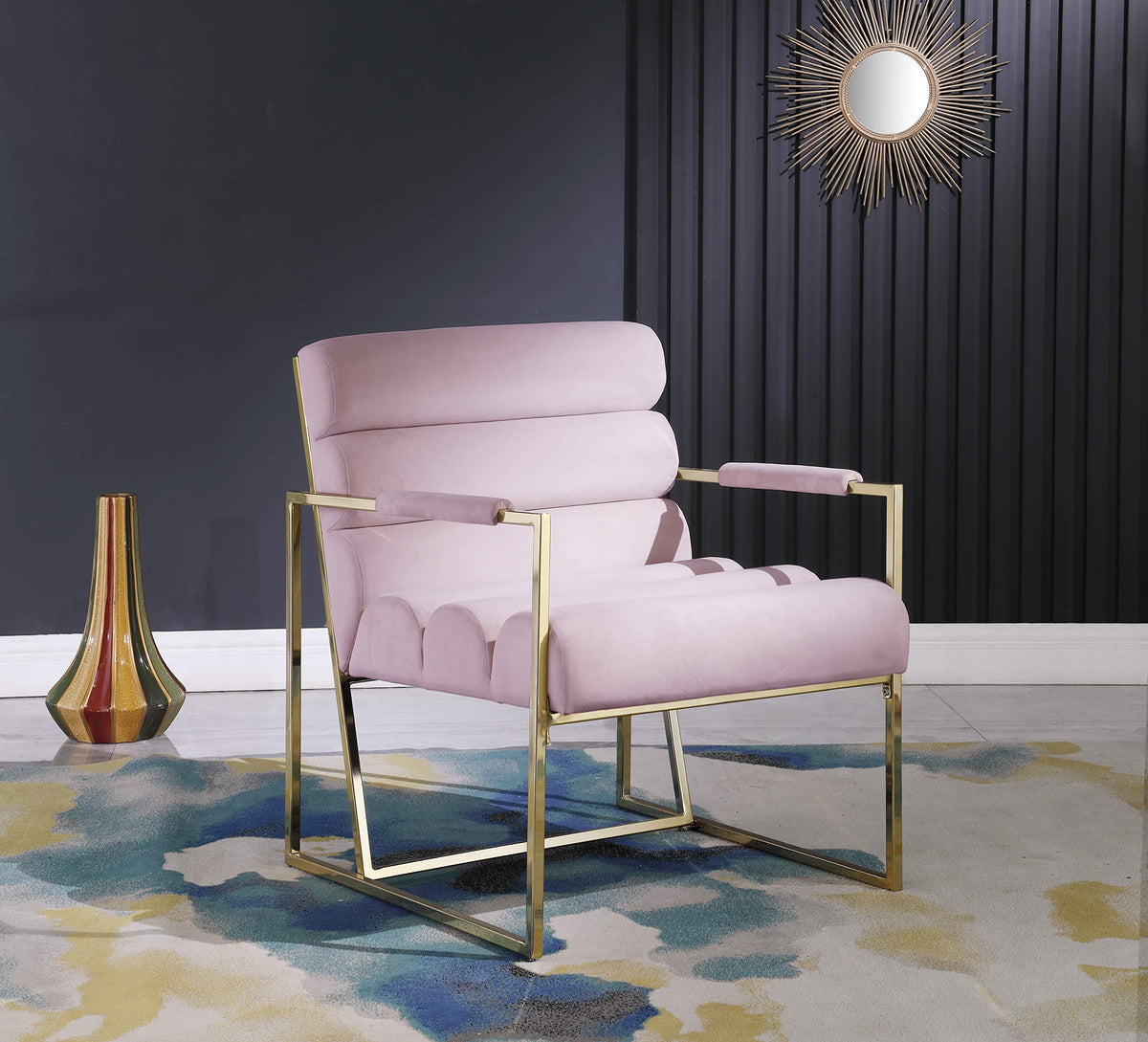 Pink Velvet Lounge Chair O4179