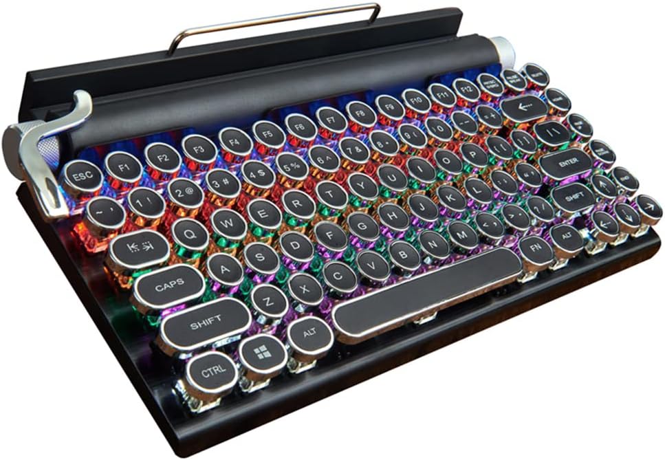 Retro Mechanical Keyboard 83 Keys Bluetooth 5.0 Blue Axis Wood Color Panel H508577