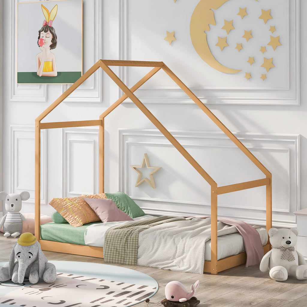 Twin Size Wooden House Bed E111