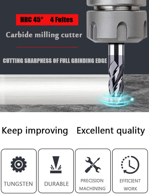 1/8 Carbide Square End Mill 4 Flute AlTiN Pack of 2 Q942361