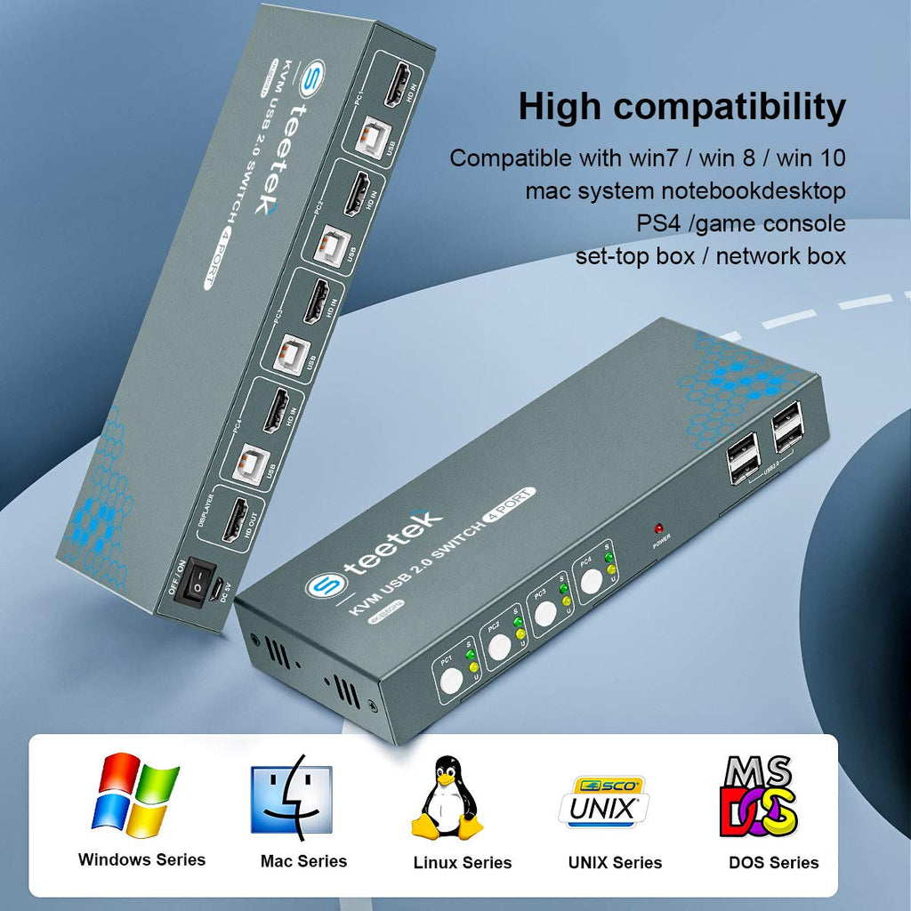 HDMI 4 Port 4K@60Hz USB KVM Switch with Cables N4473